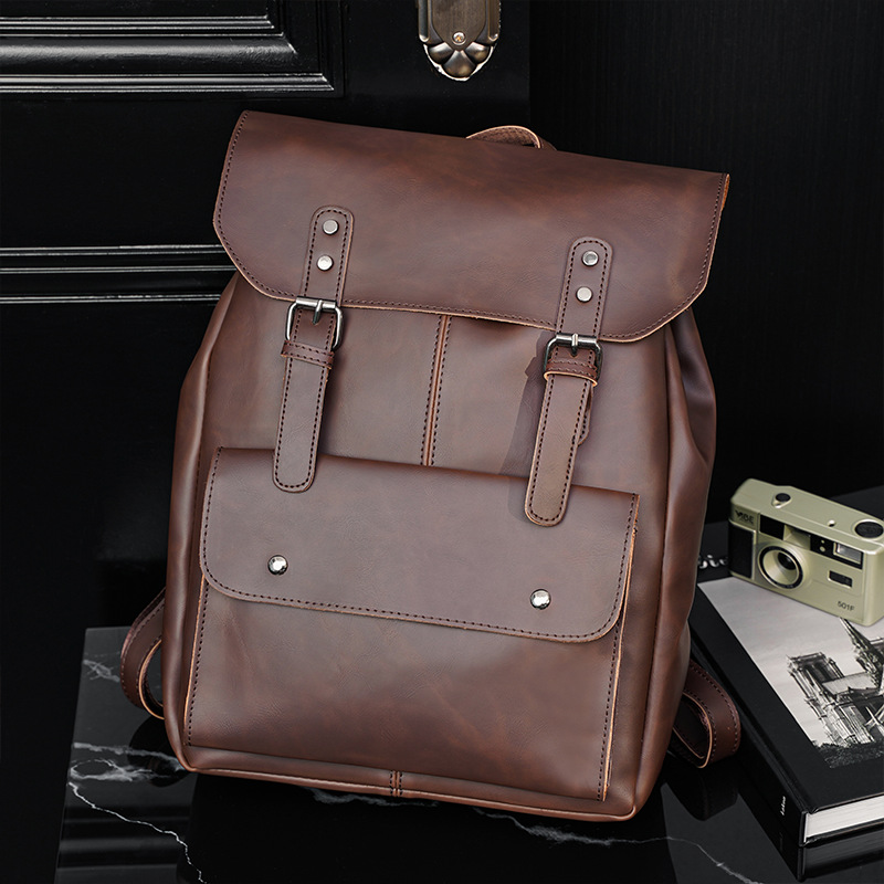 Leather Work Rucksack Mens - Vintage heren leren rugzak, boekentas, 14