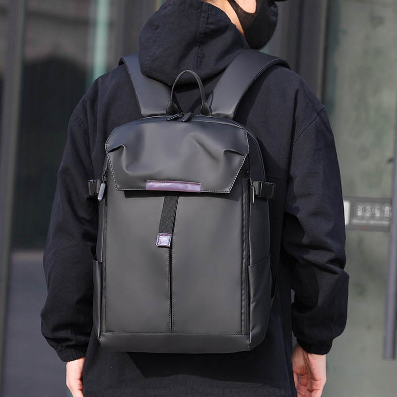 Leather Work Rucksack Mens - Waterdichte PU-lederen zakelijke laptoptas met minimalistisch